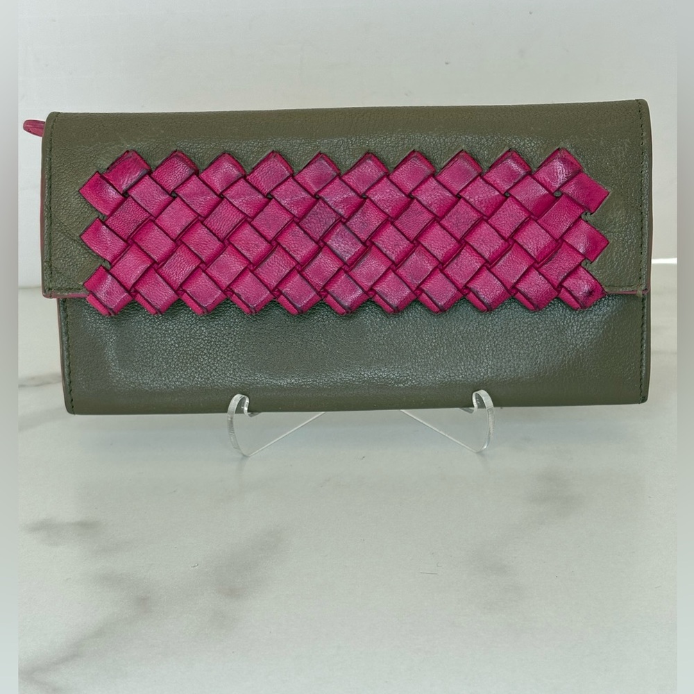 Bottega Veneta Tan and Pink Wallet